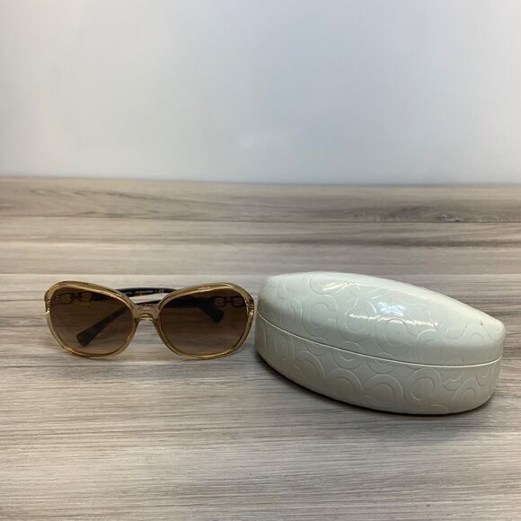 Coach HC 8145 532013 Dark Tortoise Sunglasses Crystal Light Brown w/ White Case